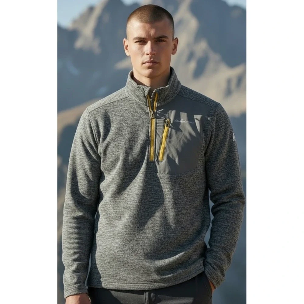 Eddie Bauer Men's Cloud Layer Pro 1/4-Zip Pullover Grey First Ascent Medium Tall